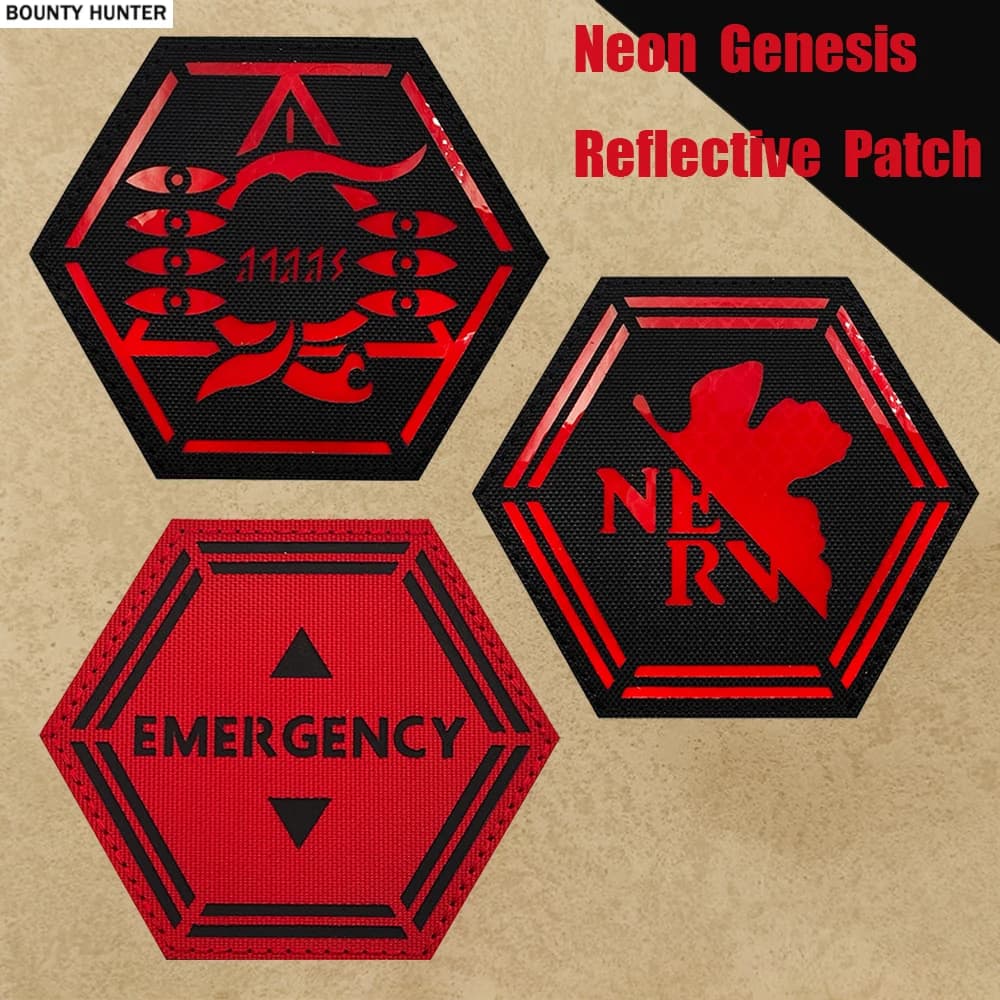 Evangelion NERV IR Toppe riflettenti HookLoop Distintivo tattico Navy Bracciale Accessori in tessuto Toppe Zaino Abbigliamento Adesivi