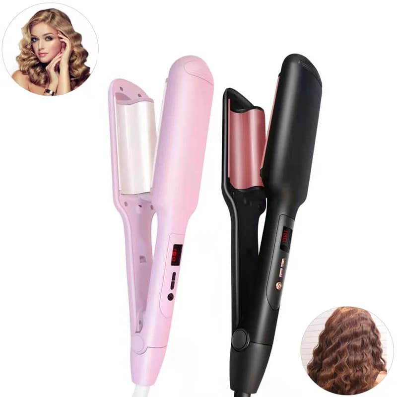 Electric hair curling iron for hairdresser, ceramic flat iron, hair curling stick, soft liquid crystal display, corrugated hair Iro