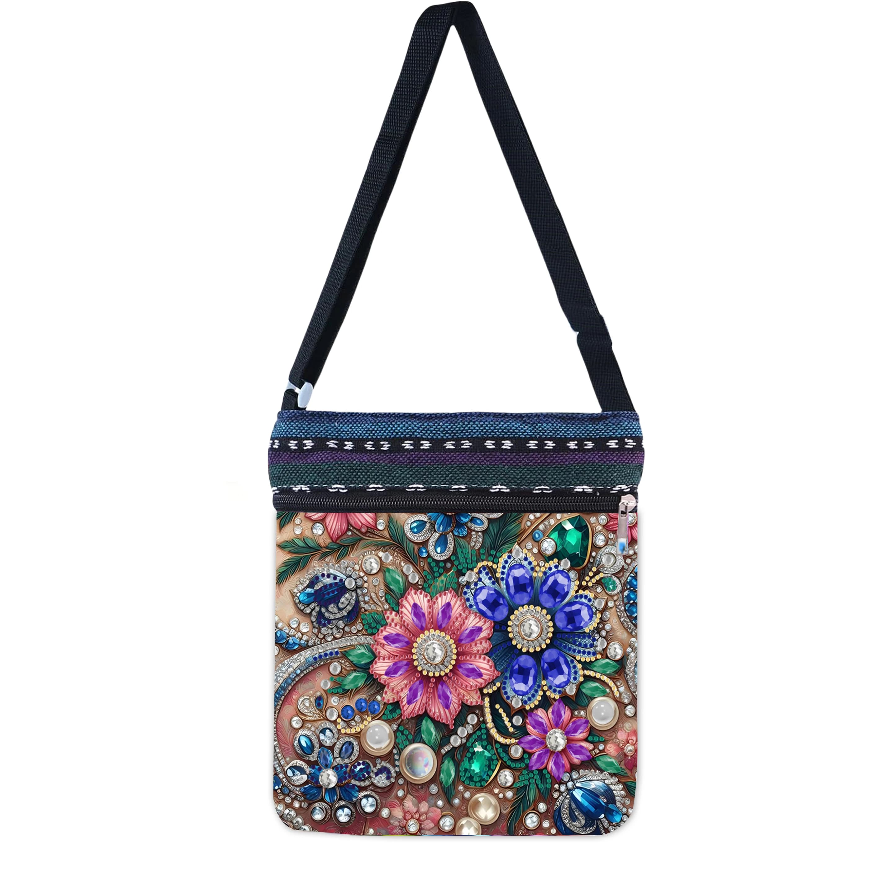 Borsa in tela per pittura con diamanti fai-da-te Borsa a tracolla singola Borsa laterale casual Borsa per messaggero con pittura con diamanti Kit fai da te