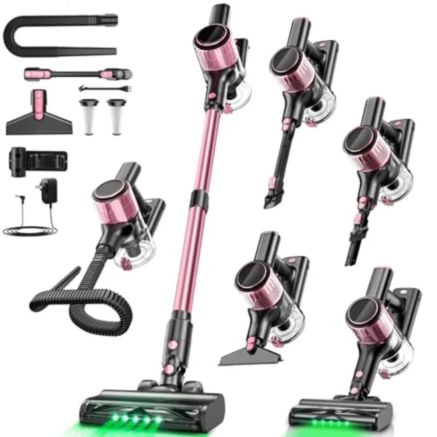 Aspirapolvere Senza Fili 45KPA/10-in-1 con Tubo da 29 Pollici, 45 Minuti di Autonomia, Spazzola Anti-Groviglio per Casa