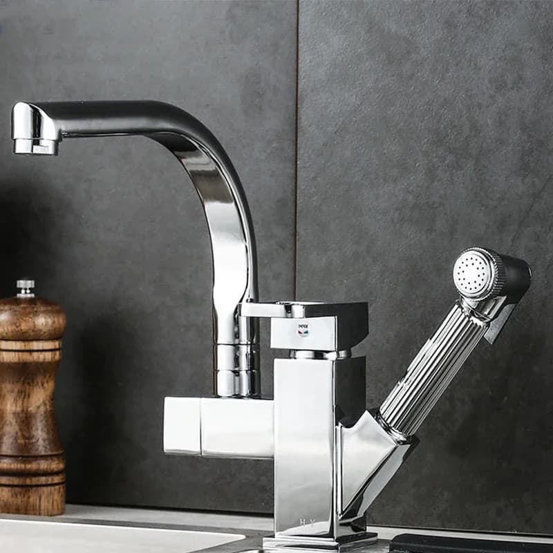 Kitchen Faucet With Spray Gun Single Hole Pull-Out Washbasin Faucet Kitchen Sink Mixer Tap Stream Spray Head Gun Mixer Faucet