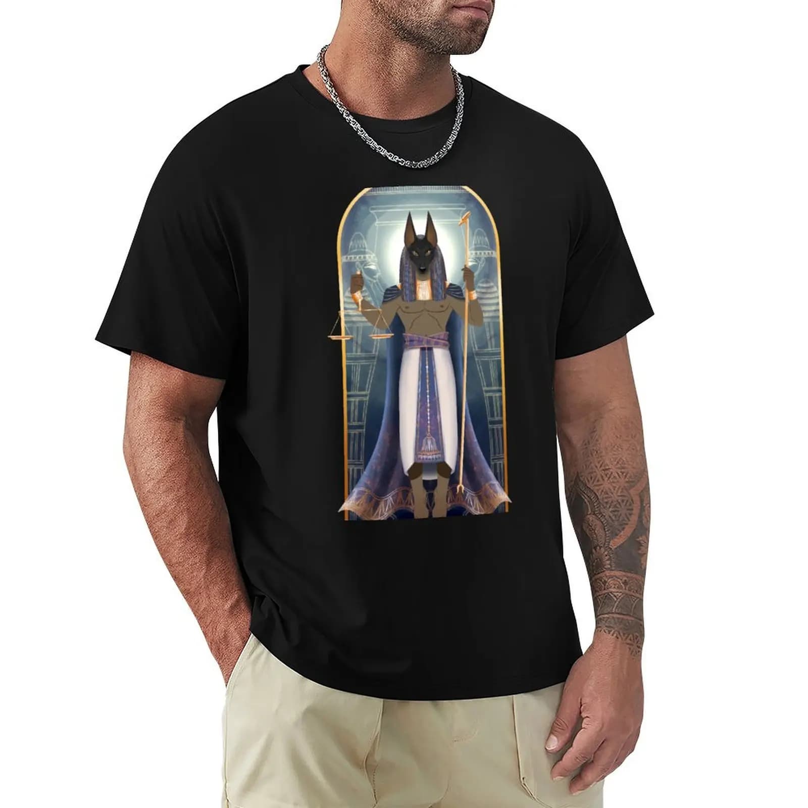 Egyptian god Anubis T-Shirt Work Outdoor Short Sleeve Tee