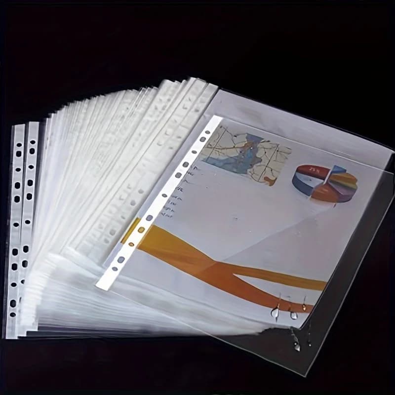 Organizzatore di documenti trasparente A4 da 100 pezzi - Cartella di file per ufficio portatile con clip per raccoglitori, materiale PP durevole