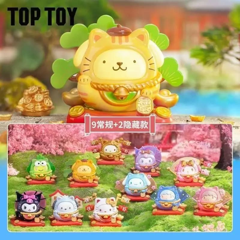 TOPTOY Blind Box Fortune Cat Roly Poly Series Sanrio Trendy Cartoon Collectible Figurine Desktop Decoration Gift For Female