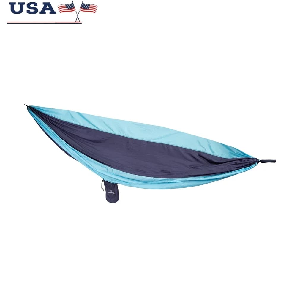 Camping lightweight portable nylon double hammock hiking outdoor travel with suspension straps for trees and carabiners