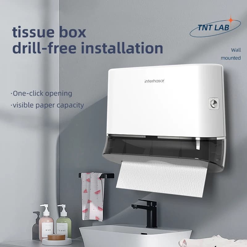 Dispenser di fazzoletti da bagno Ecoco Tissue Box Punch Free Paper Holder Dispenser Dispenser di asciugamani a mano libera per wc