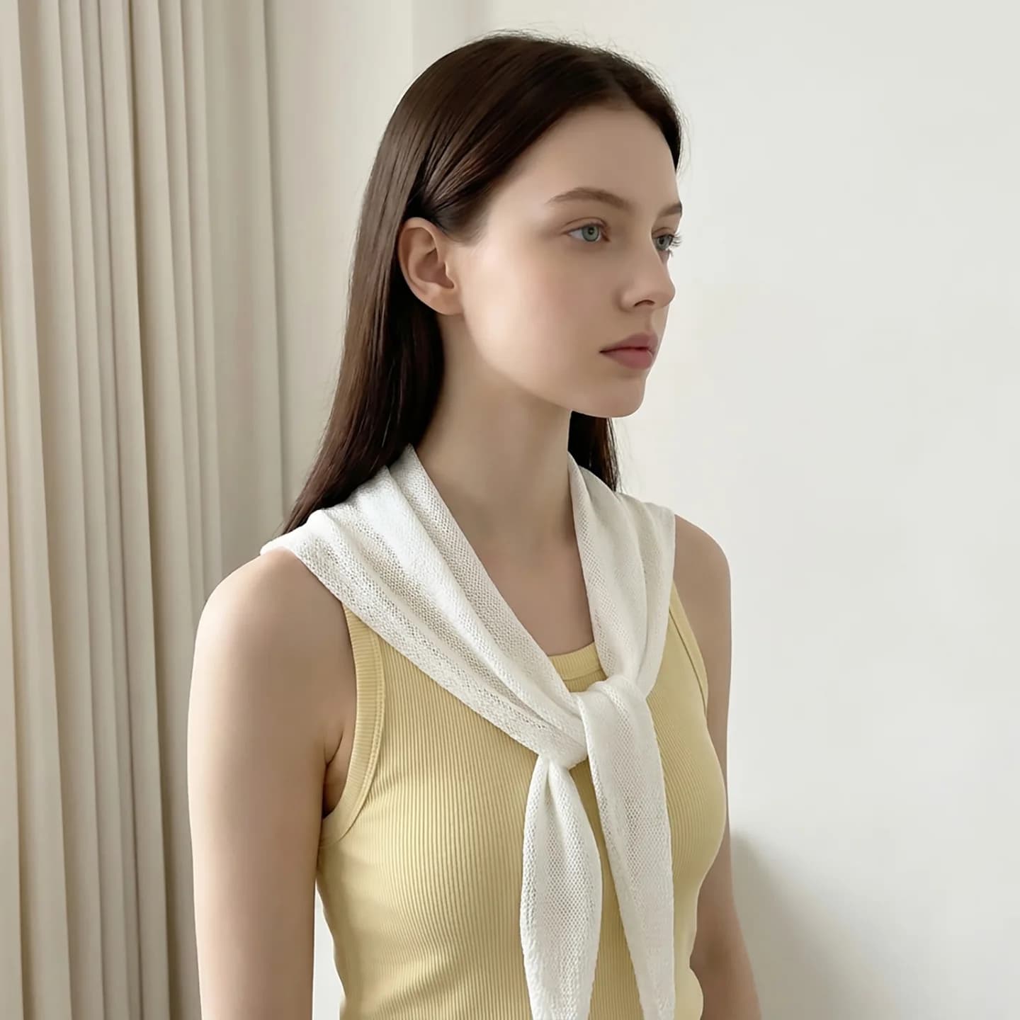 Sciarpa di Lusso da Donna, Stola Avvolgente con Stampa a Quadri, Bandana, Foulard Femminile Elegante, Leggero, Traspirante, Casual, per Esterni