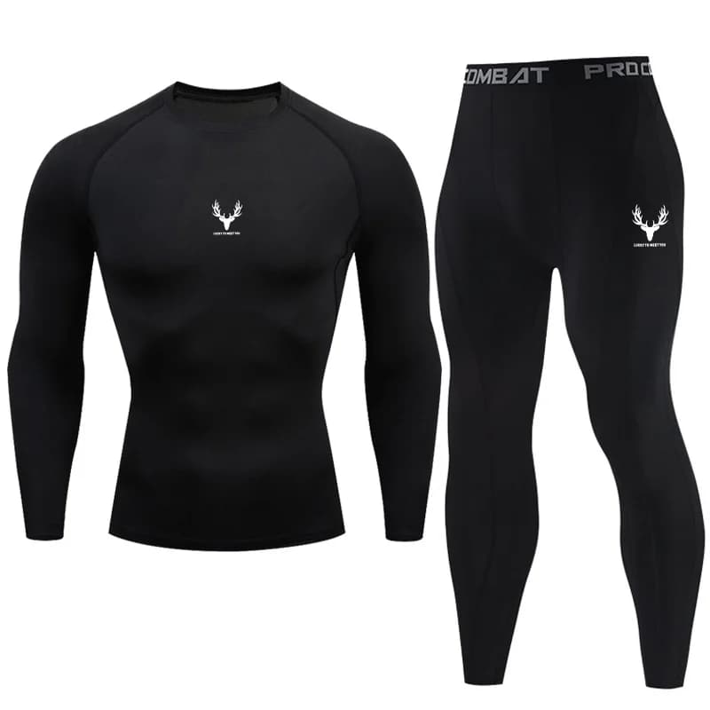 Set sportivo aderente da uomo, set per fitness, yoga, allenamento in palestra, jogging, arti marziali miste, pantaloncini traspiranti, set in due pezzi
