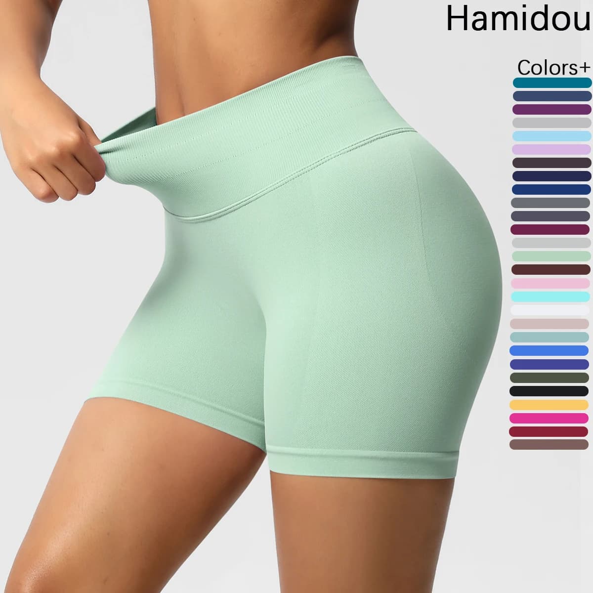 Pantaloncini sportivi a vita alta da donna, pantaloncini skinny elasticizzati comodi e traspiranti, pantaloncini da palestra, abbigliamento sportivo da donna per