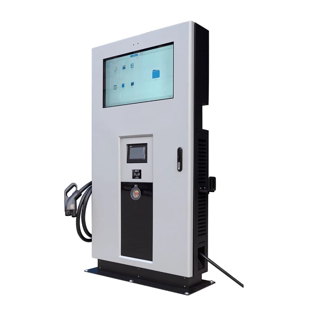 Caricatore ev per stazione di ricarica rapida per auto elettrica doppia CC veloce da 60 kW con schermo pubblicitario esterno