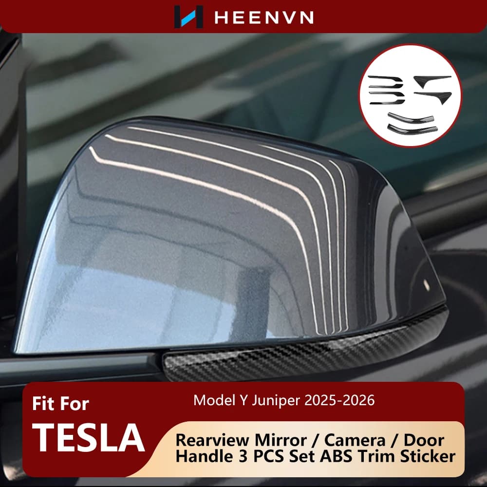 Fit For Tesla Model Y Juniper2025-2026 Anti-collision Strip3 PCS ABS Trim Protection Sticker Rearview Mirror/Camera/Door Handle