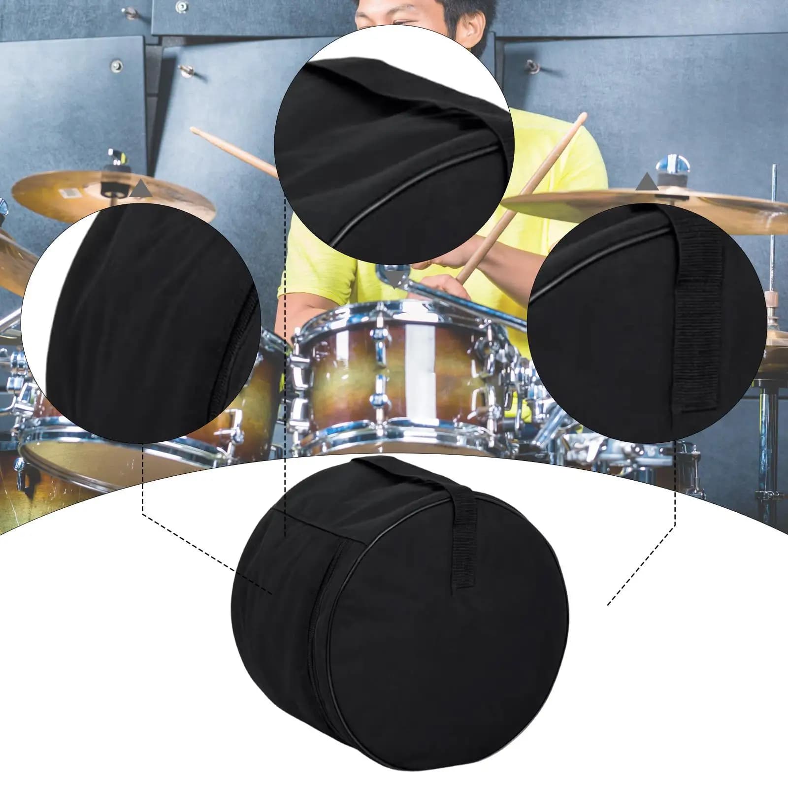 Borsa portaoggetti per grancassa, addensata, impermeabile, morbida, imbottita, portatile, per strumenti a percussione, custodia protettiva professionale per batteria
