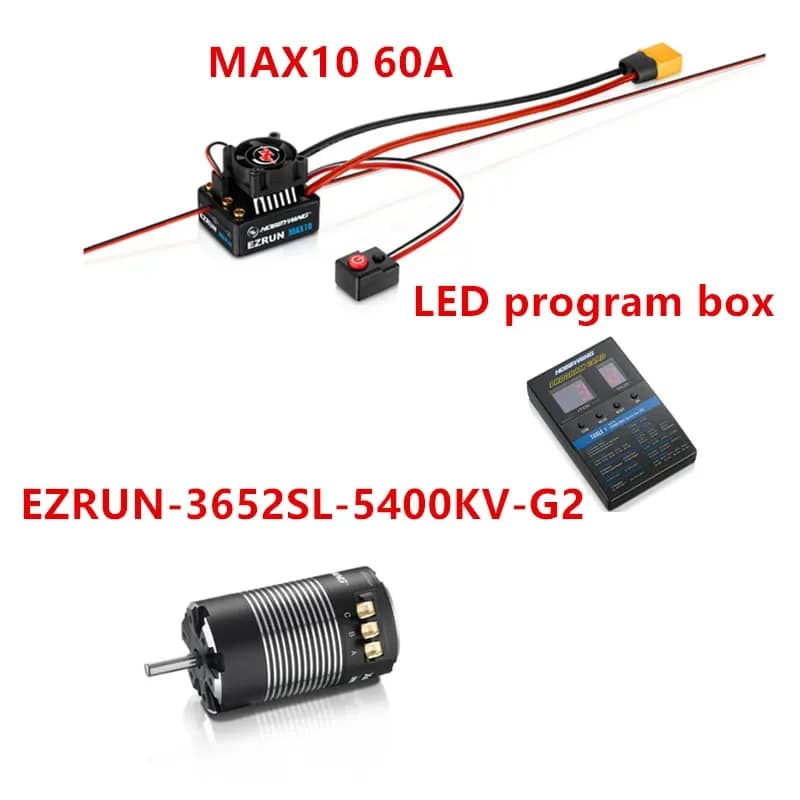 Combo Hobbywing EZRUN MAX10 80A ESC Brushless Impermeabile con Sensore e Motore EzRun 3652SL G2 5400KV per Auto RC 1/10 On-road/Buggy/2WD