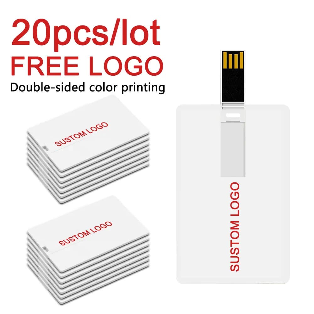20 PZ/LOTTO Chiavetta USB a Forma di Carta di Credito 2.0, 1GB 2GB 4GB 8GB 16GB 32GB 64GB 128GB, Memoria USB a Forma di Biglietto da Visita