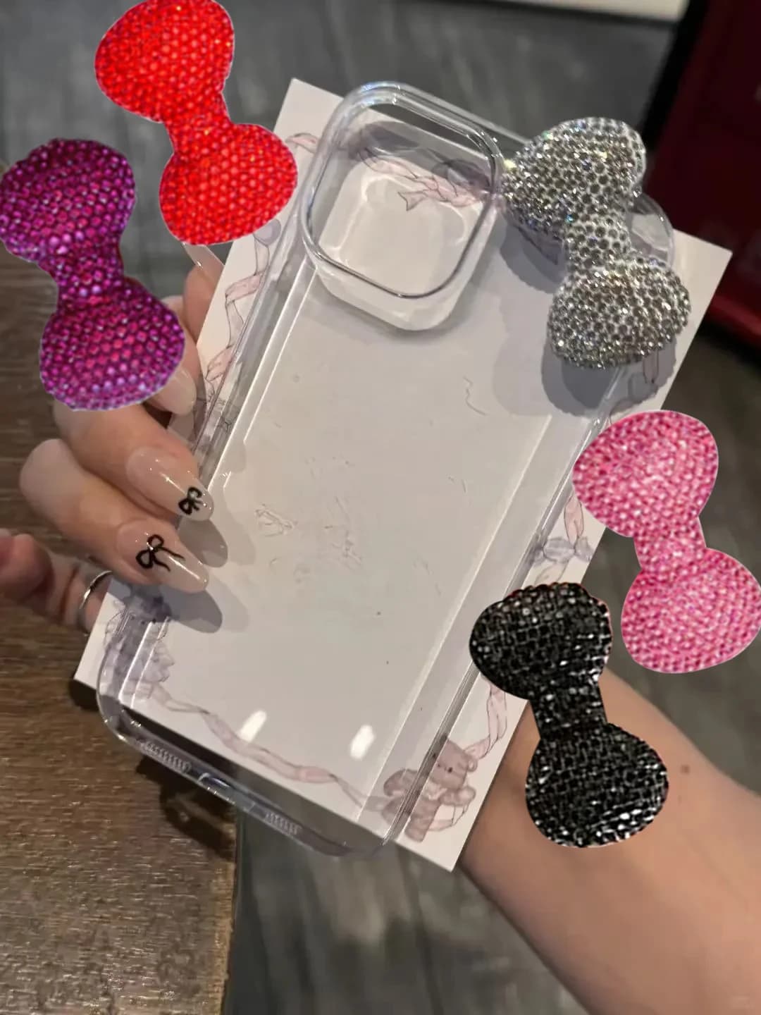 Cover Trasparente 3D Colorata con Glitter a Fiocco per iPhone 17 16 15 14 13 12 11 Pro MAX 17air 16e MINI XR XS 7 8 Plus