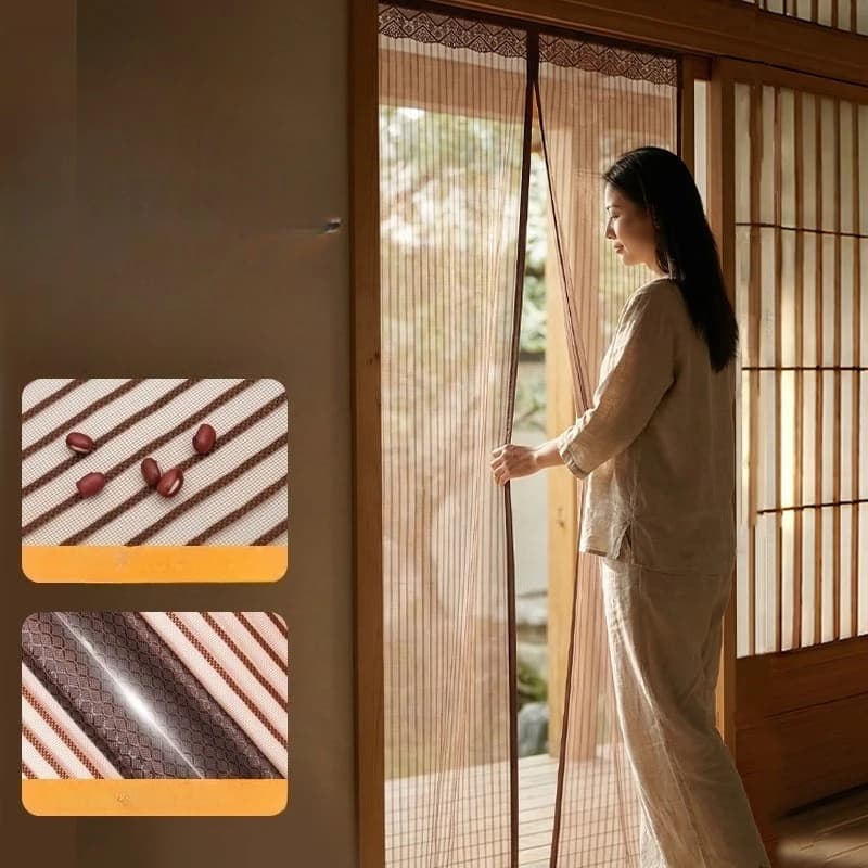 Zanzariera Magnetica Traspirante per Porta, Senza Foratura, con Striscia Magnetica a Chiusura Automatica per Casa