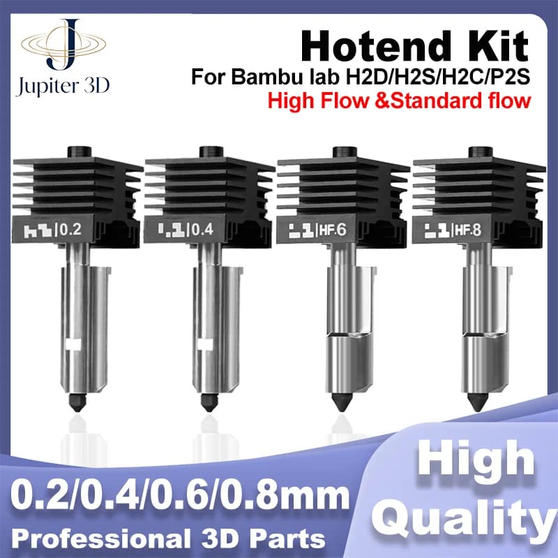 For Bambu Lab H2D/H2S Assembly Hotend Kit 0.2 0.4 0.6 0.8MM Replaceable Nozzle For 3D Printer Bamboo Lab H2D H2S P2S A1 Hotend