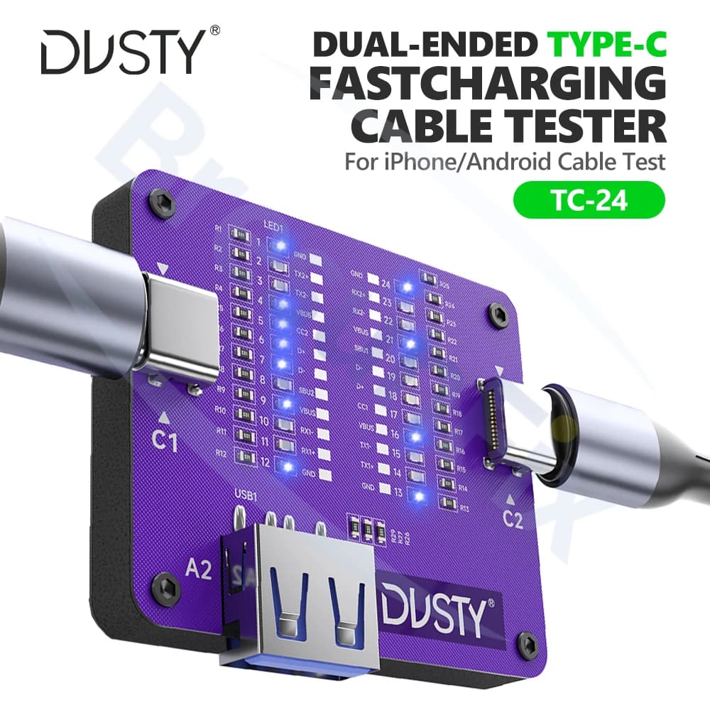 Il tester per cavi DUSTY TC-24 di tipo C supporta le interfacce di tipo C/USB per dispositivi Apple Android Strumento di test dei cavi di interfaccia di tipo C/USB