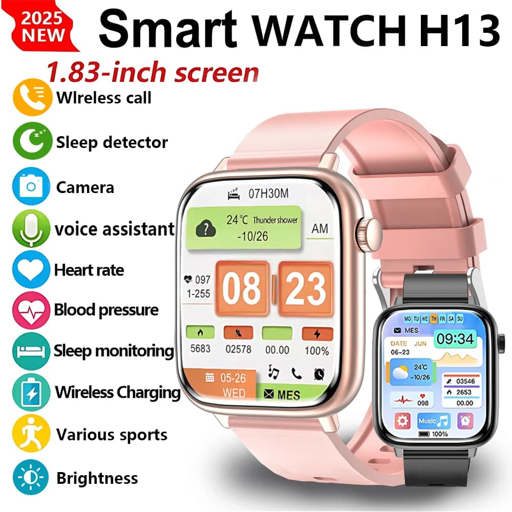 LAXASFIT 2025 New Smart Watch Bluetooth Call Man Woman Heart Rate Monitor Voice Assistant Multiple Sports Modes Smartwatch