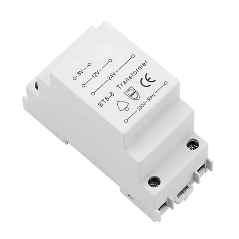 White DIN Rail Mount Doorbell Transformer 230V AC Input Multi 8V 12V 24V Output Bell Power Transformer for Wired Video Doorbell