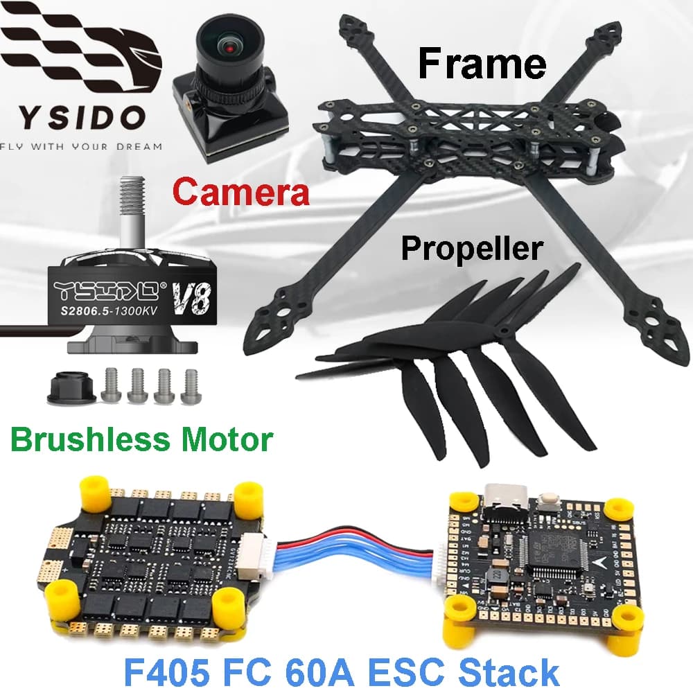 Mark4 7in 295mm Frame F405 FC 60A ESC Stack 2806.5 1300KV Motor 7040 Elica 2.5W VTX for RC FPV 7 "Freestyle Long-range drone