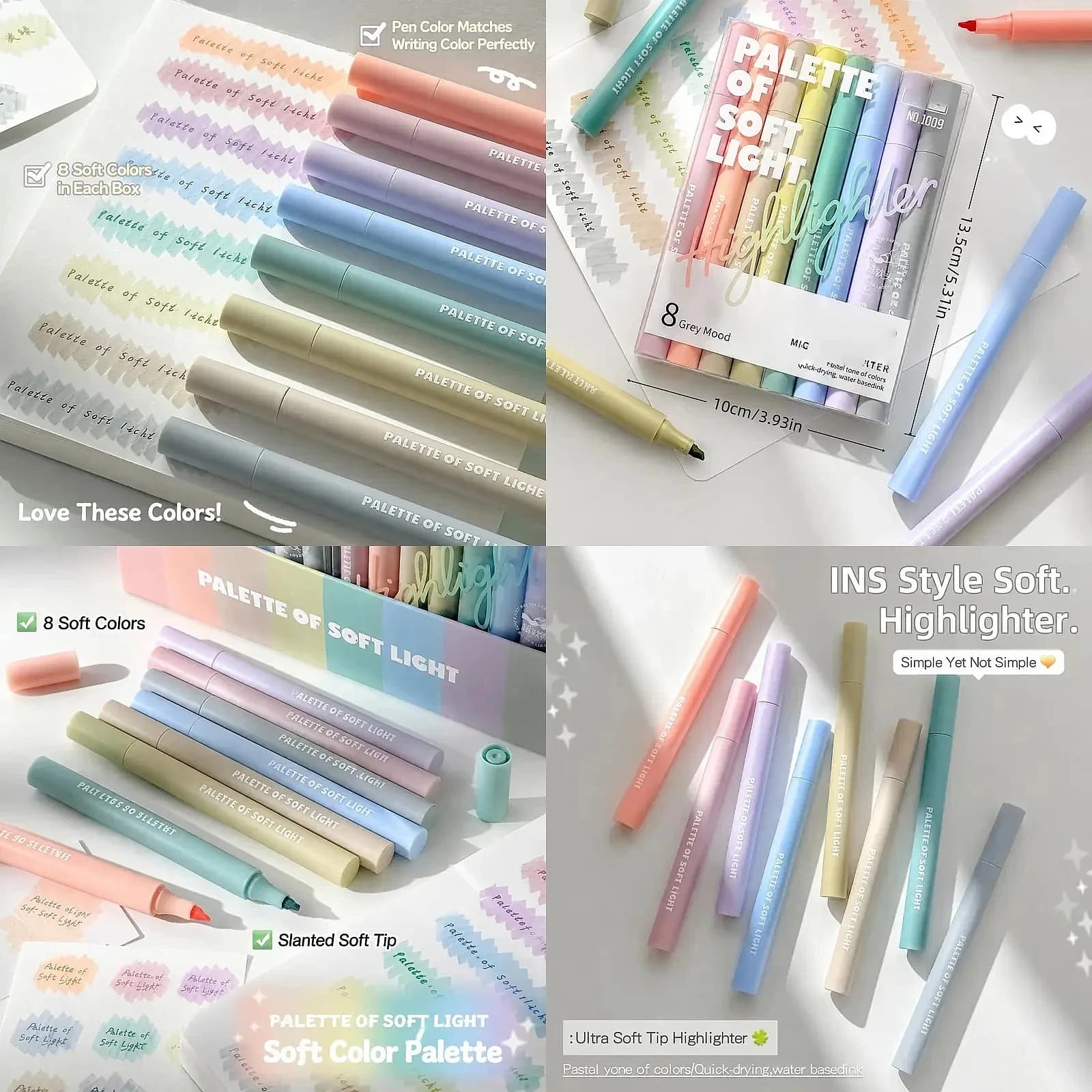 8Pcs Aesthetic Pastel Highlighters No Bleed Fast Dry Chisel Tip Marker Pens Cute Morandi Colors for Bible Study Journaling