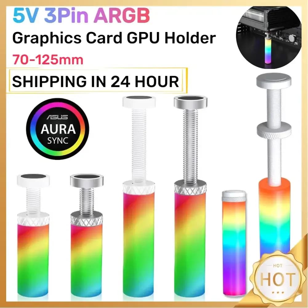 5V 3Pin ARGB scheda grafica supporto GPU supporto regolabile telescopico rotante in lega di alluminio Base magnetica accessorio per PC Desktop