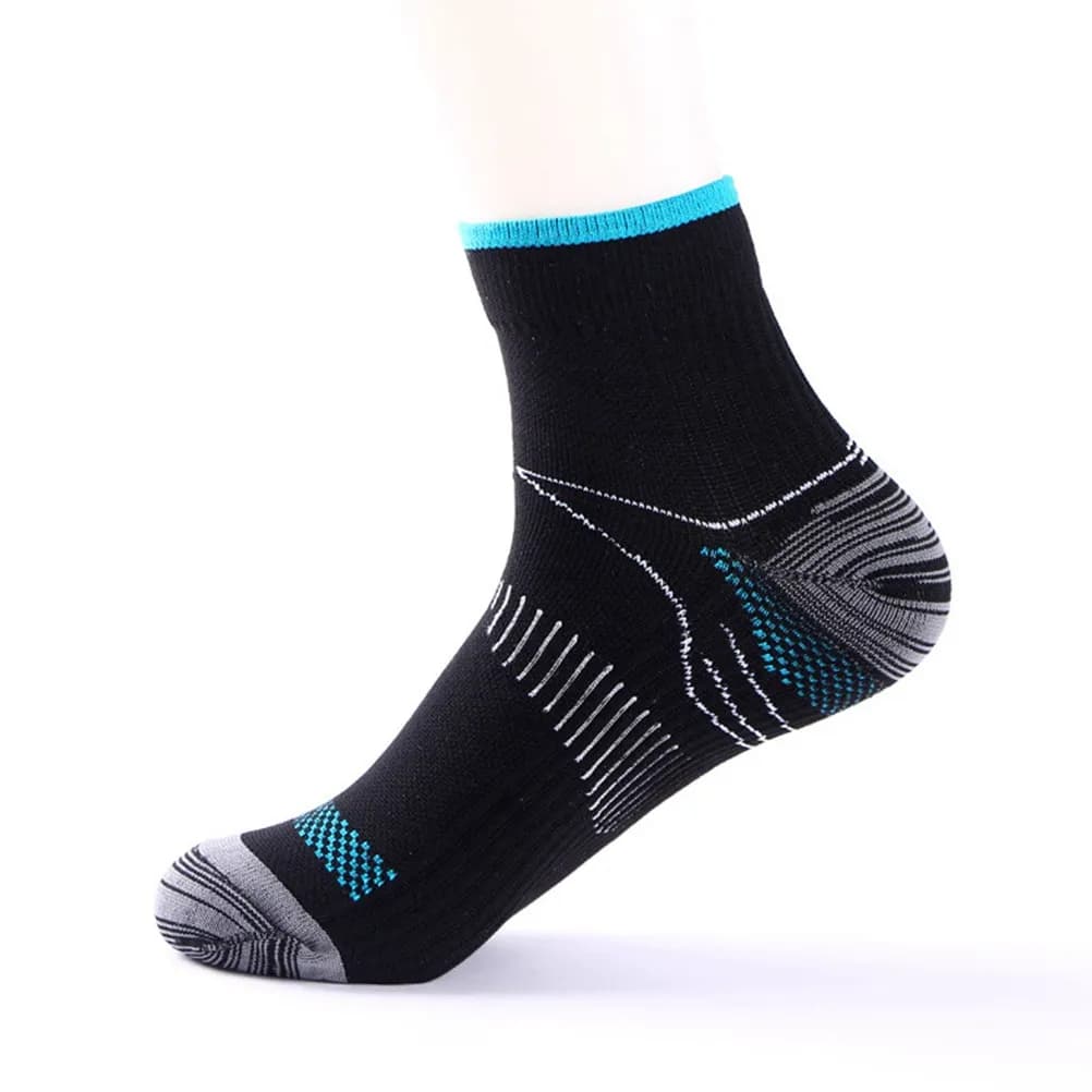 5Pairs Compression Ankle Socks for Plantar Fasciitis Relief Breathable Sports Support Socks Unisex Size Black Blue