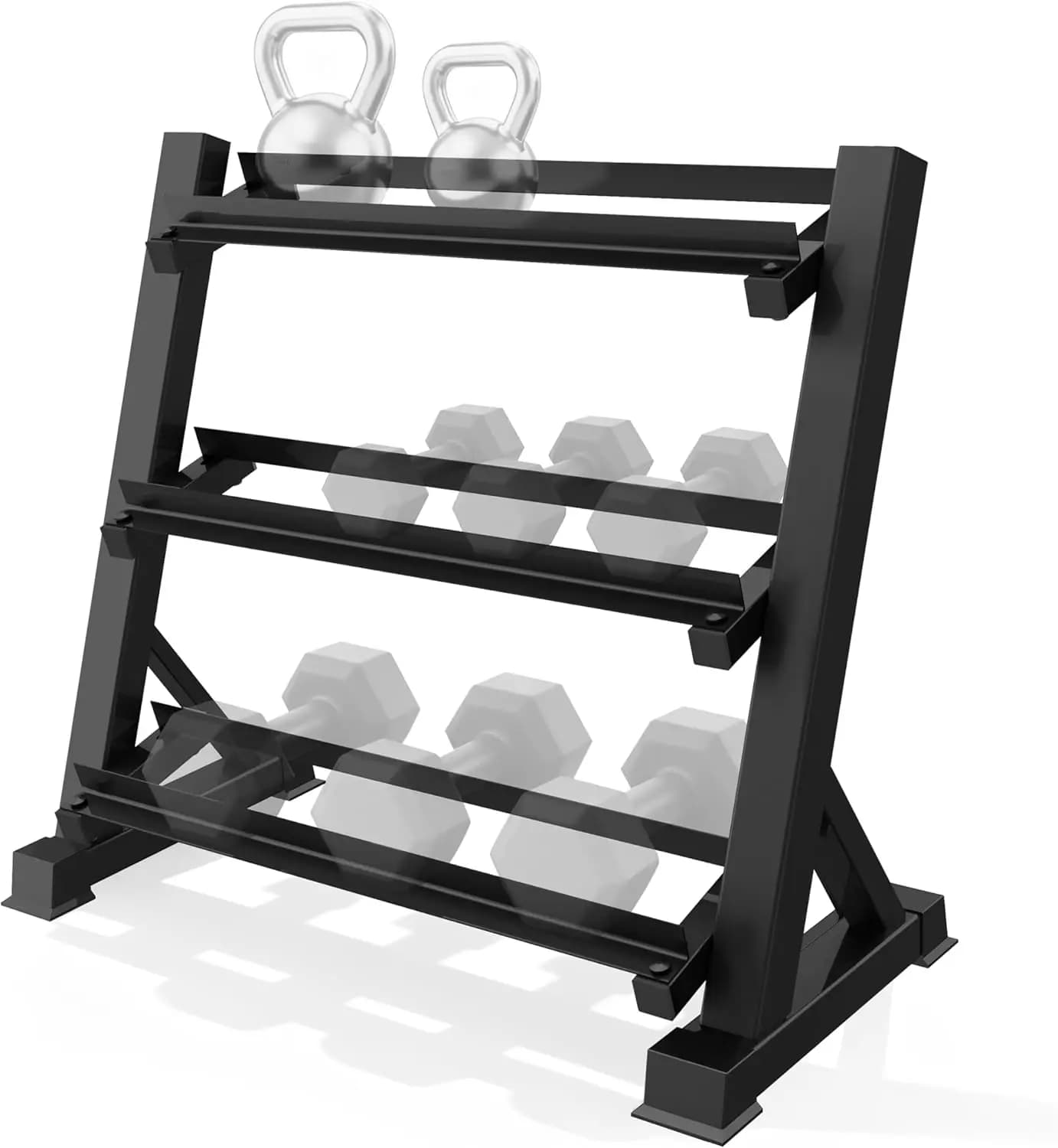 3-Tier Dumbbell Rack Multilevel Weight Storage Organizer for Home Gym, Weight Rack for Dumbbells, Kettlebells,1100LBS Capacity (