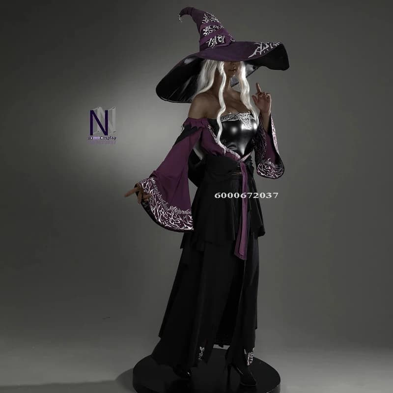 ABC123Fashion Costume Cosplay Anime, Abito Nero con Cappello, Set Completo per Donne, Comic Con Halloween,3;b'2.