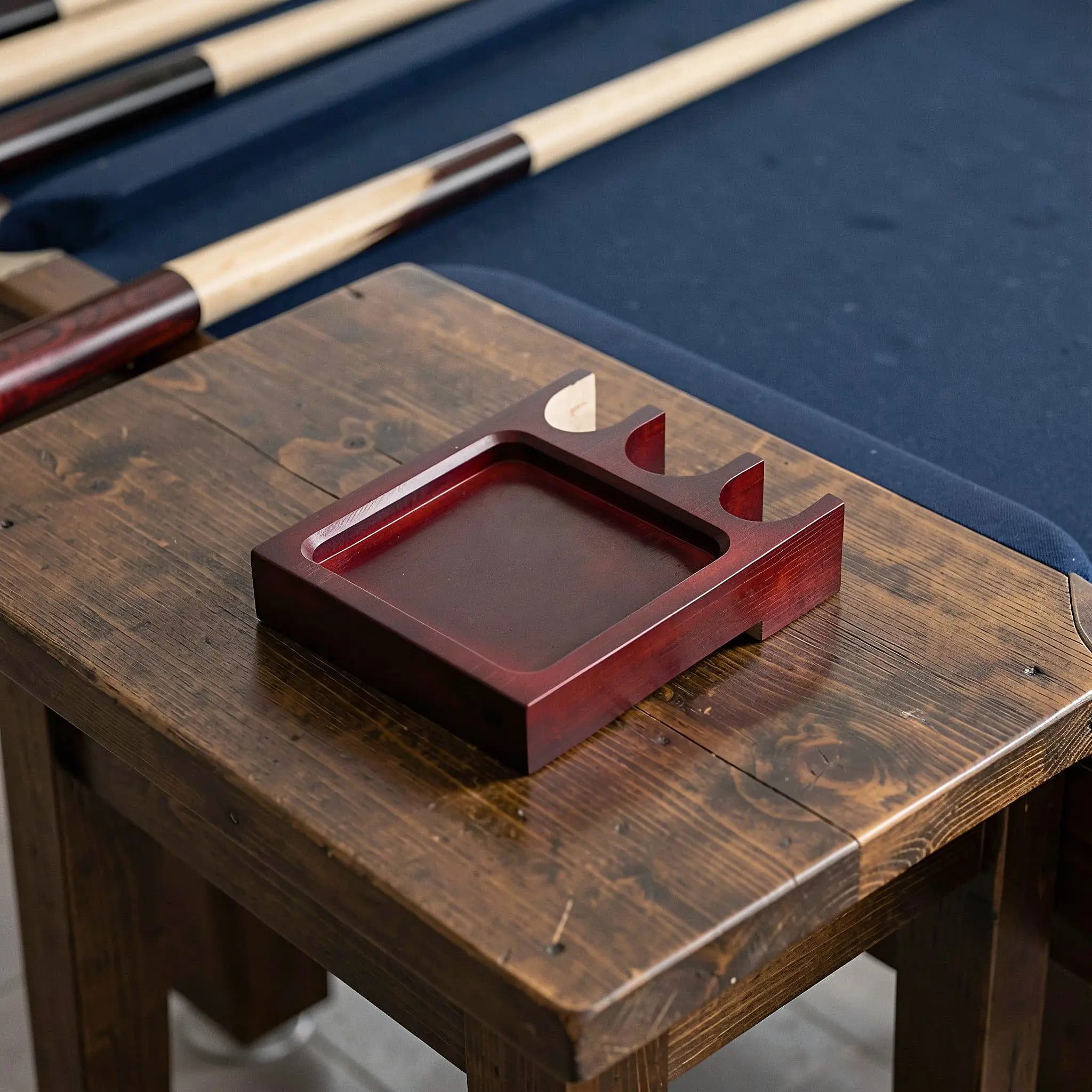 3-Slot Wooden Pool Cue Stand Portable Holder for Table Edge Billiard Accessories Cue Rest Rack for Billiard Pool Table Holder