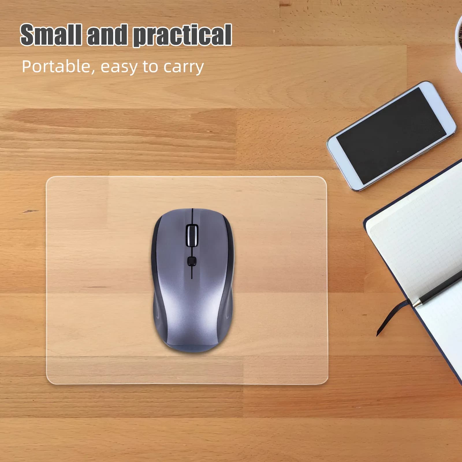 Tappetino per Scrivania Trasparente, Mousepad in Vetro 200x250mm, Accessori per Ufficio e Gaming