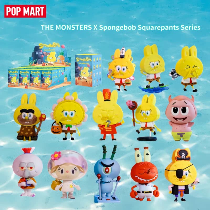 THE MONSTERS X Spongebob Squarepants Series Original Popmart Blind Box Desktop Ornaments Pvc Collectible Anime Figurines Toys