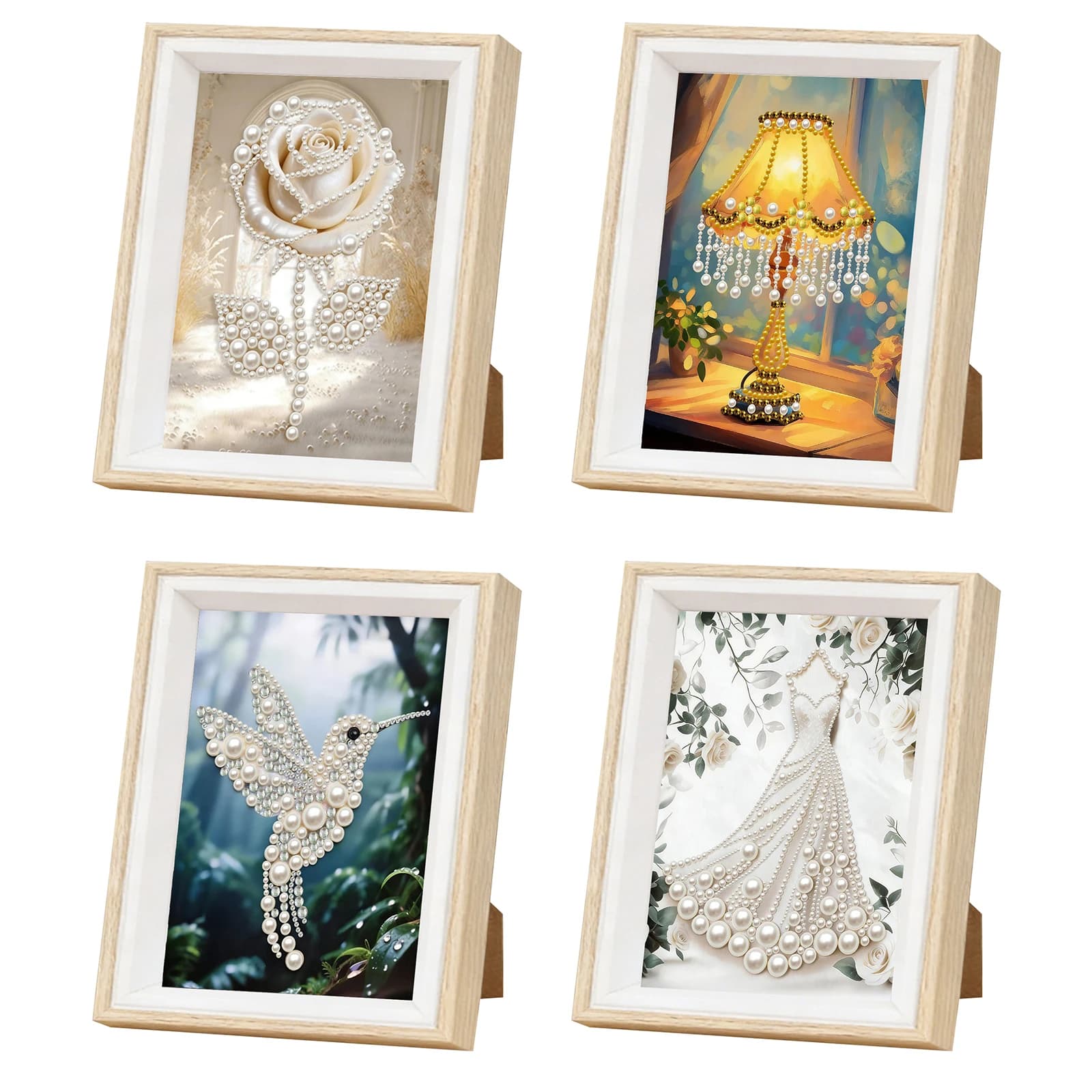 Kit Pittura con Perle Fai-da-Te con Cornice in Legno 5.90x7.87 Pollici, Quadri con Perle e Gemme, Arte e Artigianato per Decorazione Murale Domestica