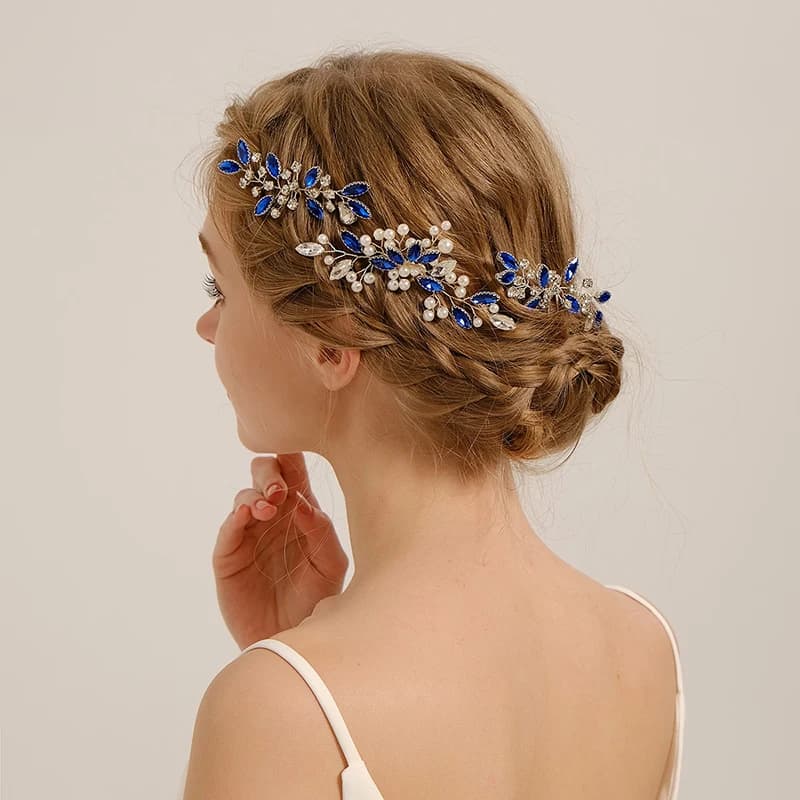 3 pezzi da donna blu cristallo perla pettine per capelli strass forcina da sposa fermaglio per capelli tiara gioielli accessori per capelli