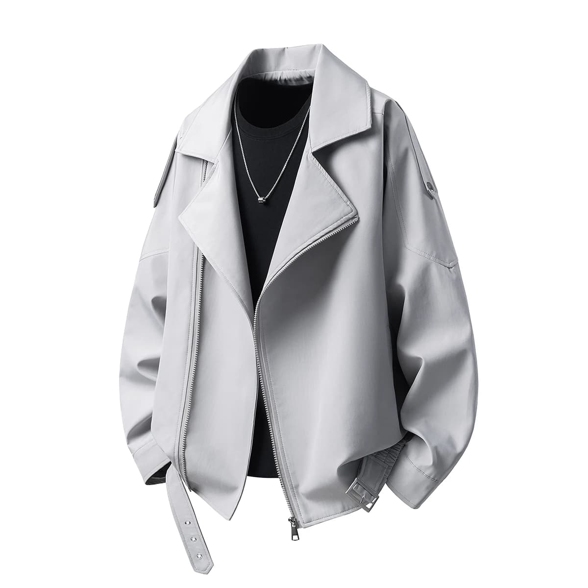 Spring Autumn Youthful Vitality Casual Jacket Men Fashion Zipper Turn Down Collar Loose Jackets Loose Couple Outerwear Plus Size