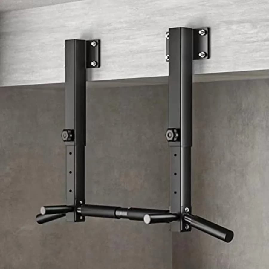 Wall Mount Pull Up Bar for Home Gym, Steel, Black, Heavy-Duty Joist Beam Rafter Mount with Punching Bag Hanger