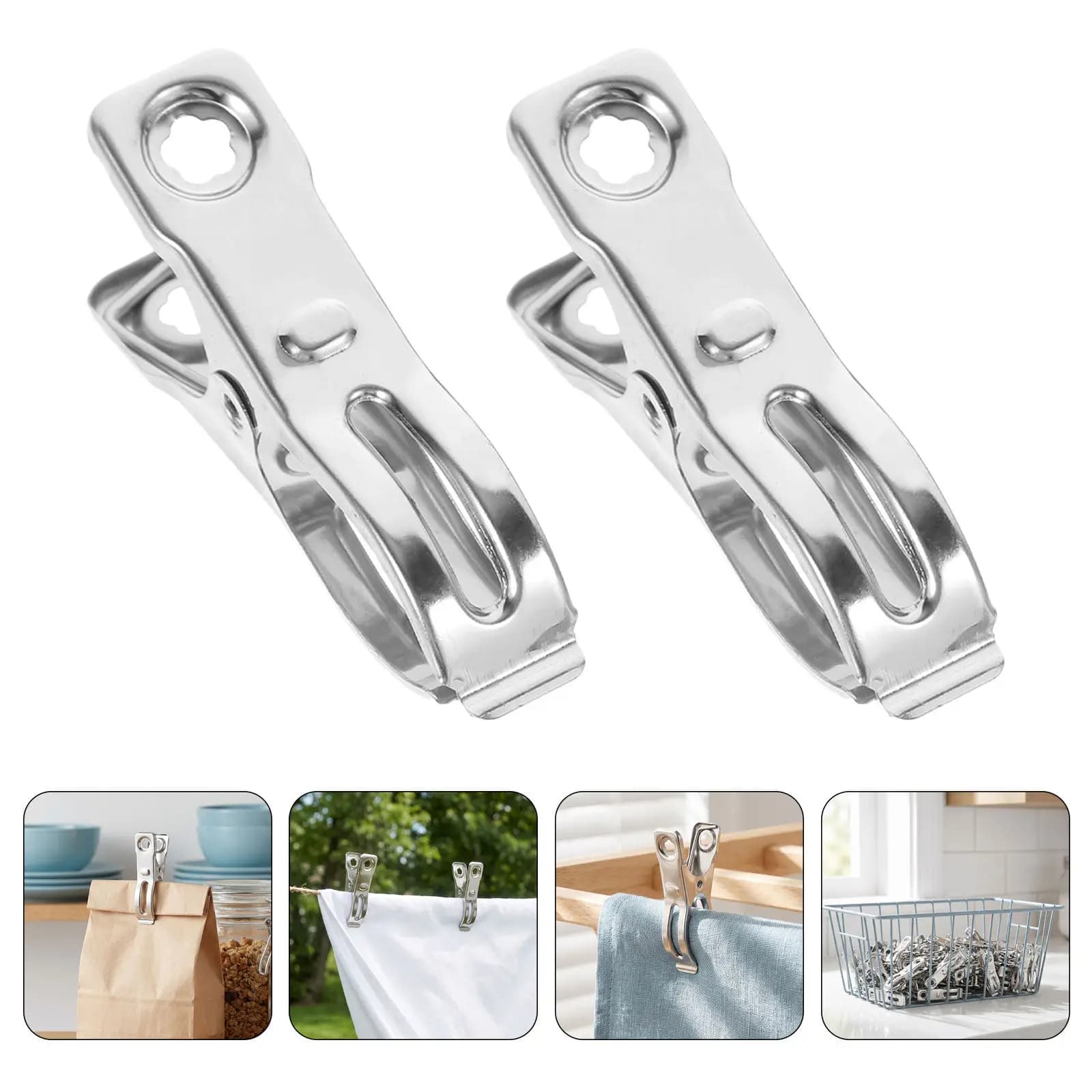 80Pcs Stainless Steel Windproof Laundry Clips Heavy Duty Clothes Pegs for Clothesline Balcony Travel Kitchen Food Bag Sealing