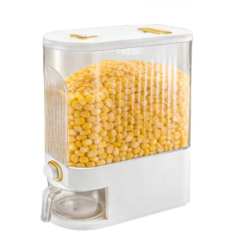 10L Rice Dispenser, Large Container for Dispense with Measurino and Temporal Indicators for Food Conservation and Cooking Cereals