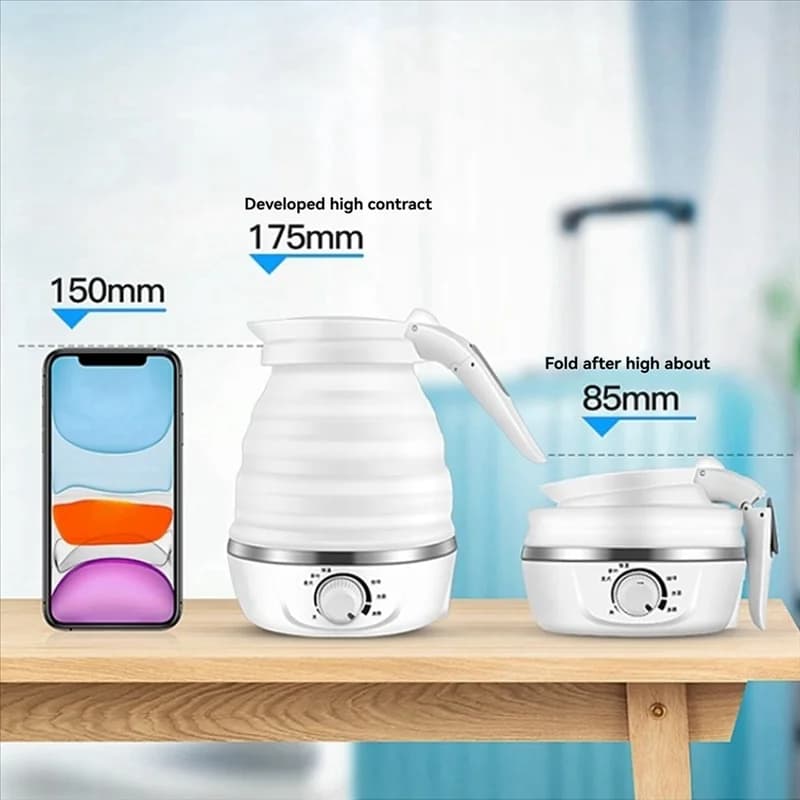 A29Z-Bollitore elettrico pieghevole da viaggio, bollitura rapida da 800 W, bollitore portatile in silicone, 600 ml, 110 V, spina americana