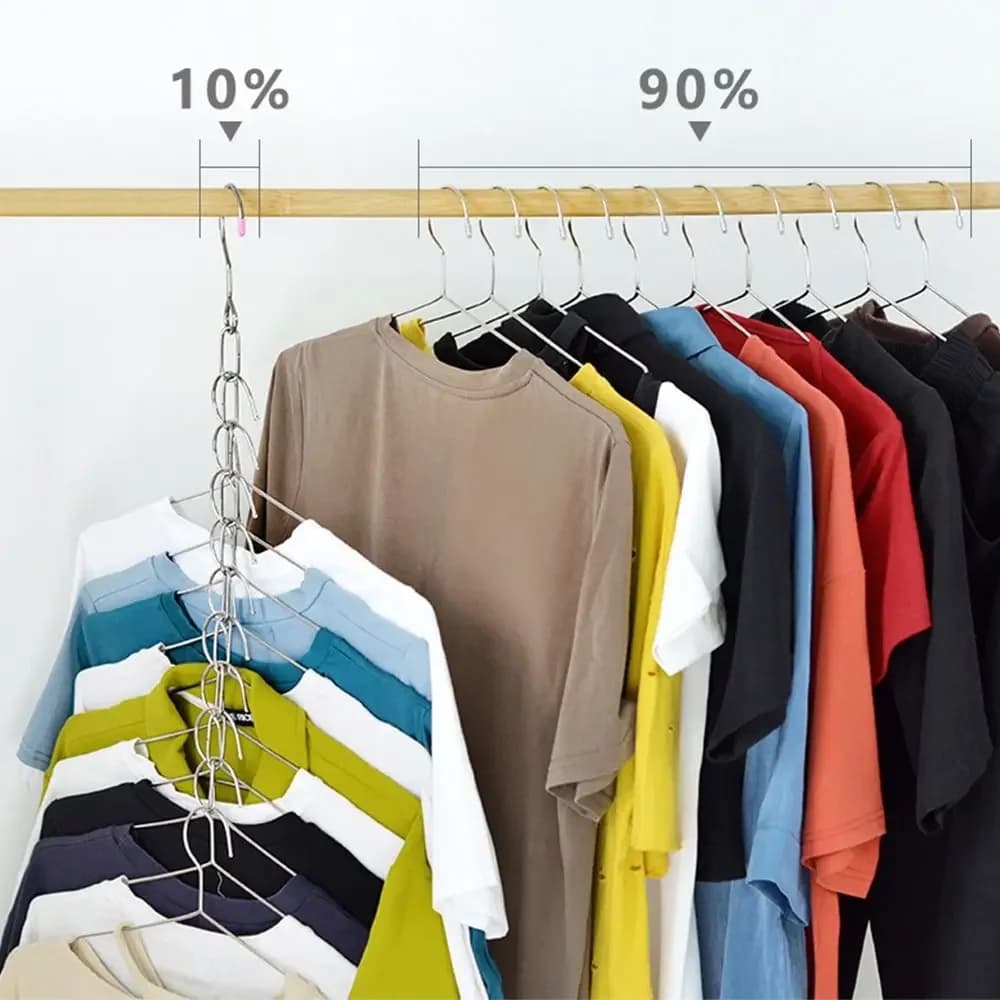 Metal Hooks Clothes Drying Rack Iron Chain Foldable Clothes Hangers Space Saving Multi-port Closet Organizer Closet Organization