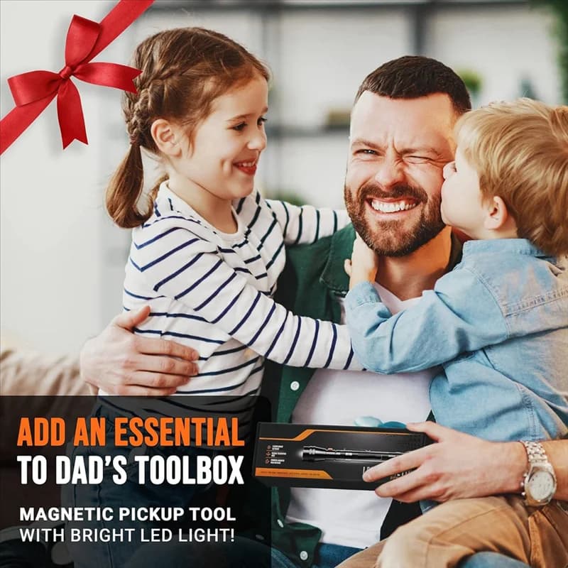RALCA-Strumento di raccolta magnetico per uomo - Magnete telescopico con torcia a LED e collo telescopico da 22 pollici - Strumento regalo per papà