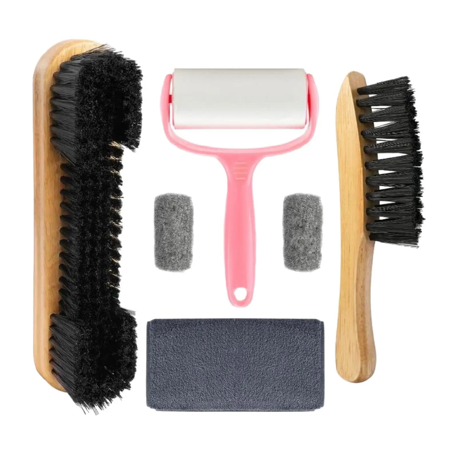 Tavolo da biliardo e spazzole per binari 6 set Rullo per pelucchi appiccicosi Kit per la pulizia del biliardo Ghiera Lucidatura Spazzole leggere con manico in legno portatili