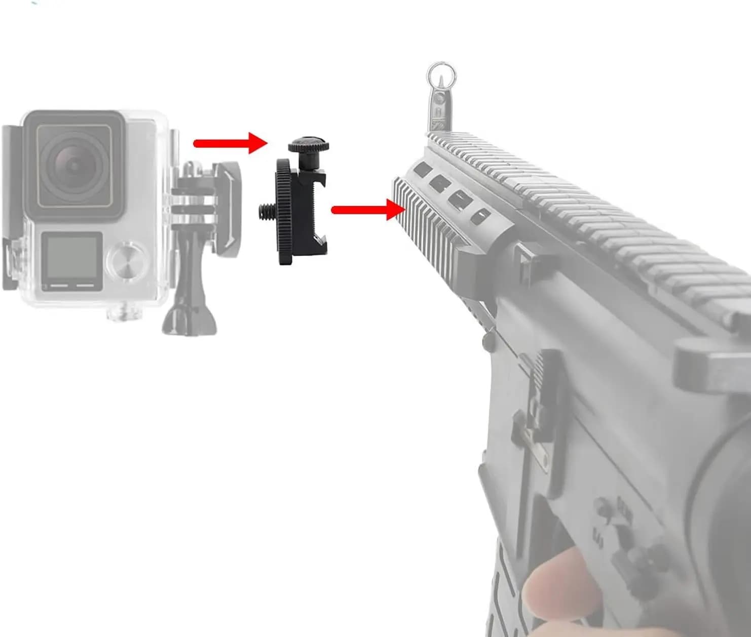 Universal support for phone with gun support for Smartphone Action Camera adapter for mounting on Picatinny Waver compatible for Gopro iphone