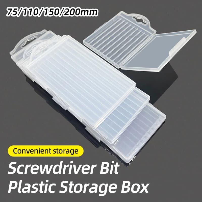 Scatola portaoggetti per punte per cacciavite Custodia in plastica da 10 griglie 1/4" (6,35 mm) Codolo esagonale 75/110/150/200 mm Punte Strumenti Contenitore per parti di imballaggio