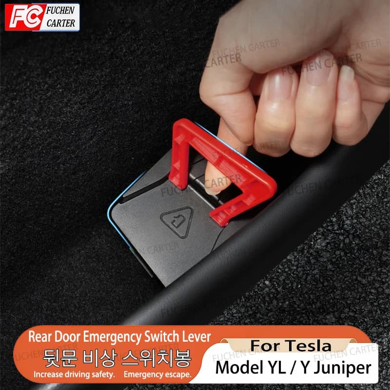 For Tesla Model YL Y Juniper 2026+ Rear Door Emergency Handle Manual Door Release Emergency Safety Pull Rope Interior Accessory