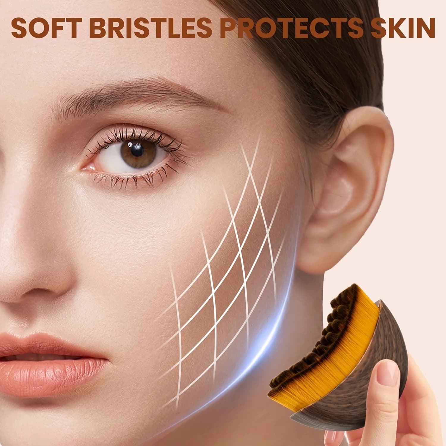 Spazzola per Massaggio Linfatico - Strumento per Modellare Viso e Collo con Setole Morbide, Spazzola Portatile per Drenaggio Linfatico