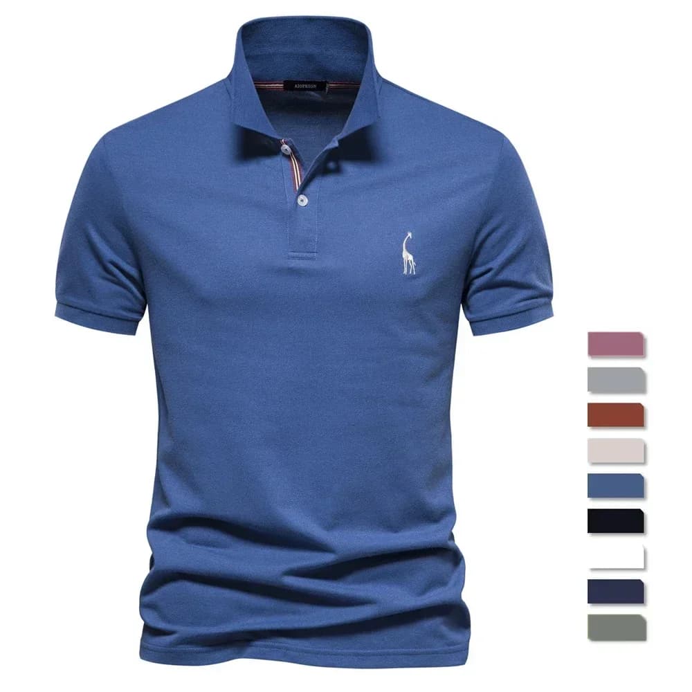 Men's polo t-shirt with embroidery deer in high quality summer cross-border cotton full-colored basic short sleeve top for men