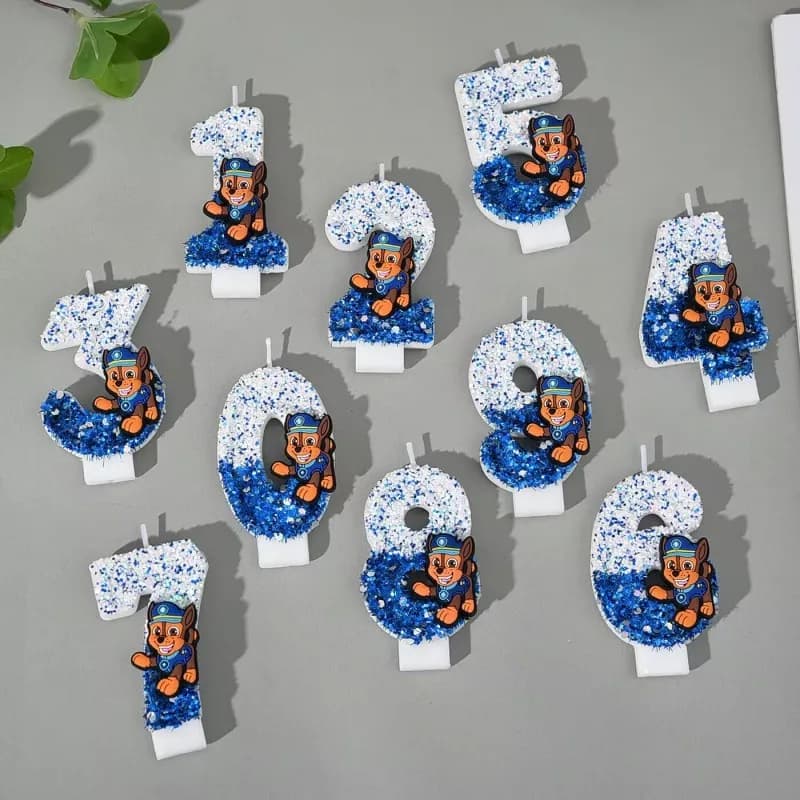 0-9 Cartoon Pawed Patrol Theme Candle Number Birthday Cake Anniversary Party Baby Shower Candles Scene Decoration Supplies