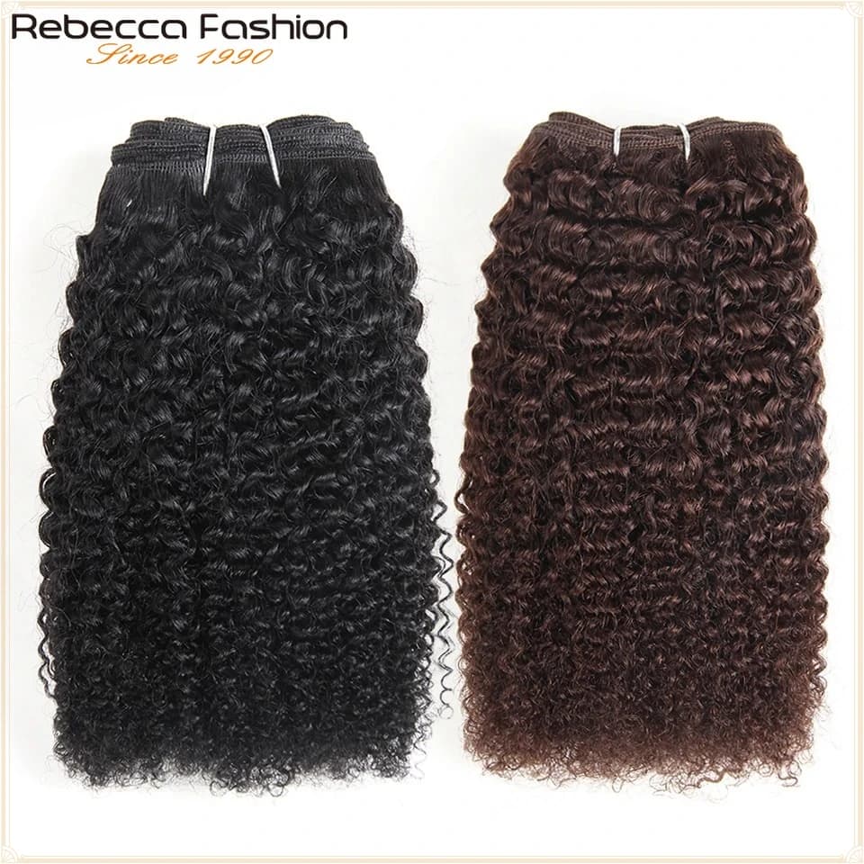 Rebecca Afro Kinky Wave Curly Hair Peruvian Human Hair Weave Bundles Deal #1B #2 #4 Brown Red Colored Remy Hair Extension